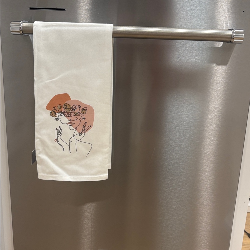 👩🏻‍🍳Kitchen Tea Towel👩🏻‍🍳 lady face in a vase design handmade gift, 2 for $20